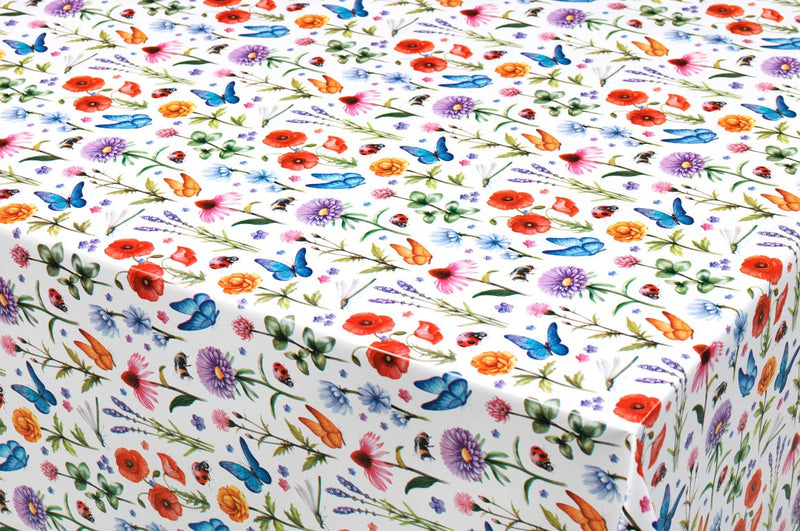 Wildflower Meadow Flowers Wider Width Extra Wide PVC Vinyl Oilcloth Tablecloth 160cm wide