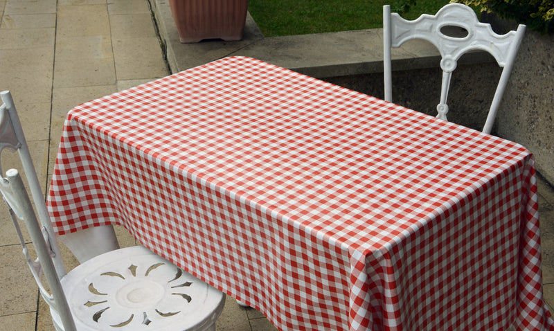 Red Gingham Small Check Vinyl Oilcloth Tablecloth