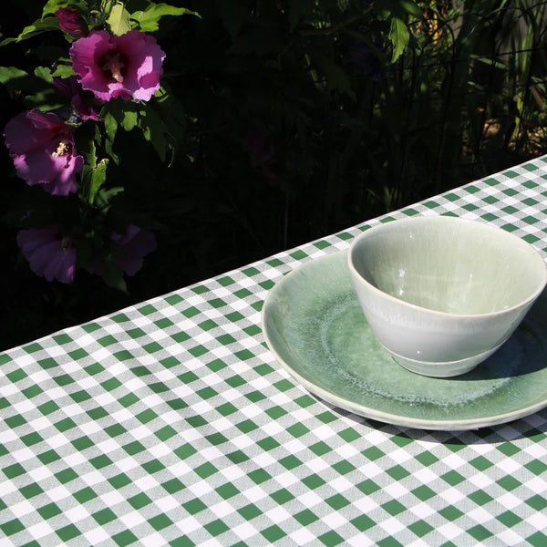 Dark Green Gingham  Small Vinyl Oilcloth Tablecloth 120cm x 140cm  - Warehouse Clearance