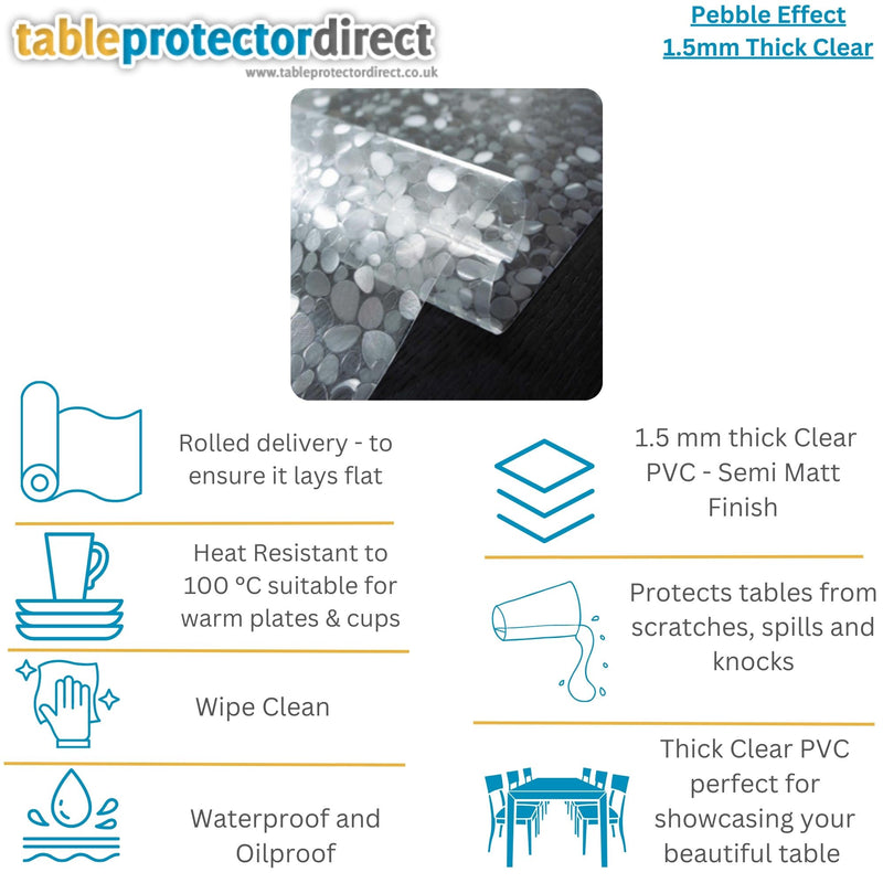 Bespoke Clear PVC Table Protector Made to Measure – 1.5mm Thick