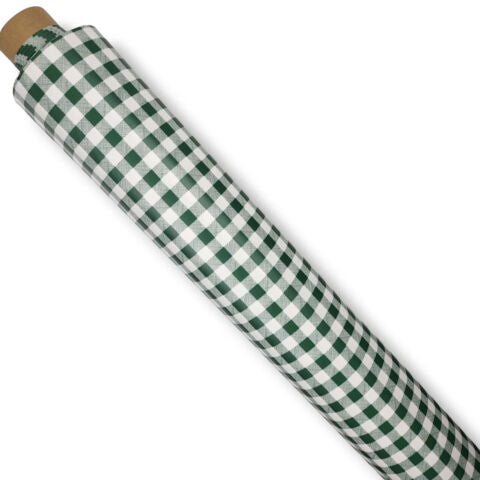 Dark Green Small 12mm Gingham Check  Vinyl Oilcloth Tablecloth