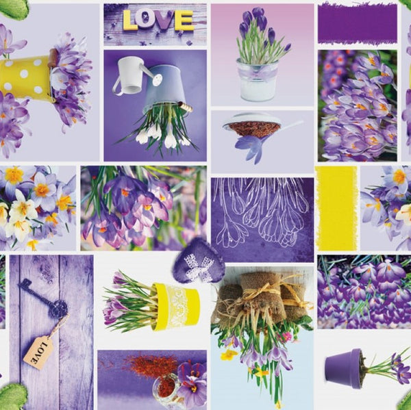 Spring Crocus Flowers Vinyl Tablecloth