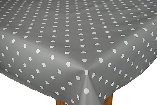 Slate Grey Dotty vinyl tablecloth ROUND 138cm -Warehouse Clearance