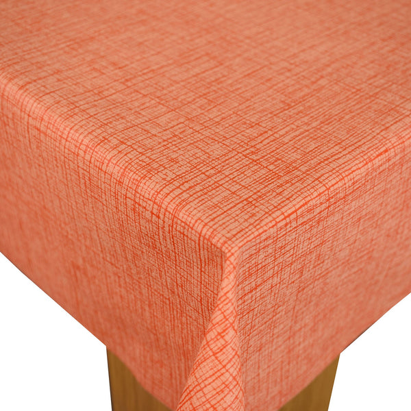 Orange linen Look PVC Vinyl Wipe Clean Tablecloth  90cm x 140cm Warehouse Clearance