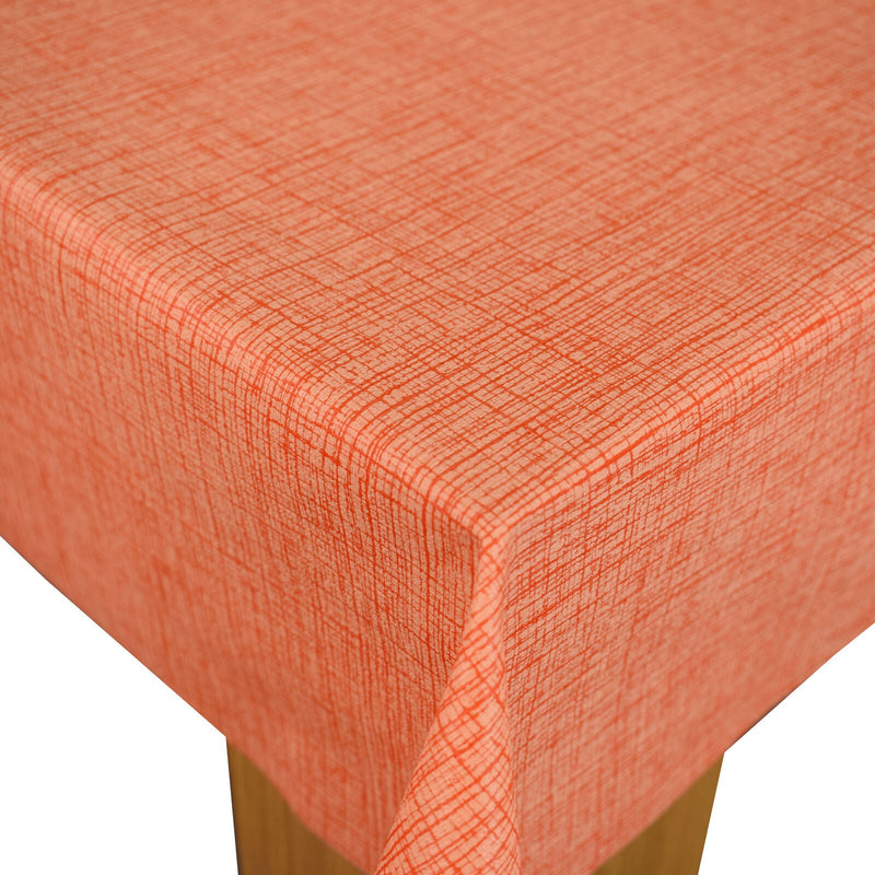 Orange linen Look PVC Vinyl Wipe Clean Tablecloth OVAL 220cm x 140cm Warehouse Clearance