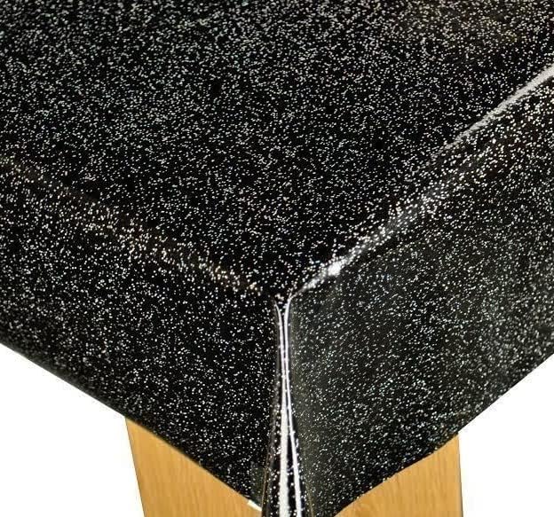 Black Glitter vinyl tablecloth ROUND 138cm -Warehouse Clearance