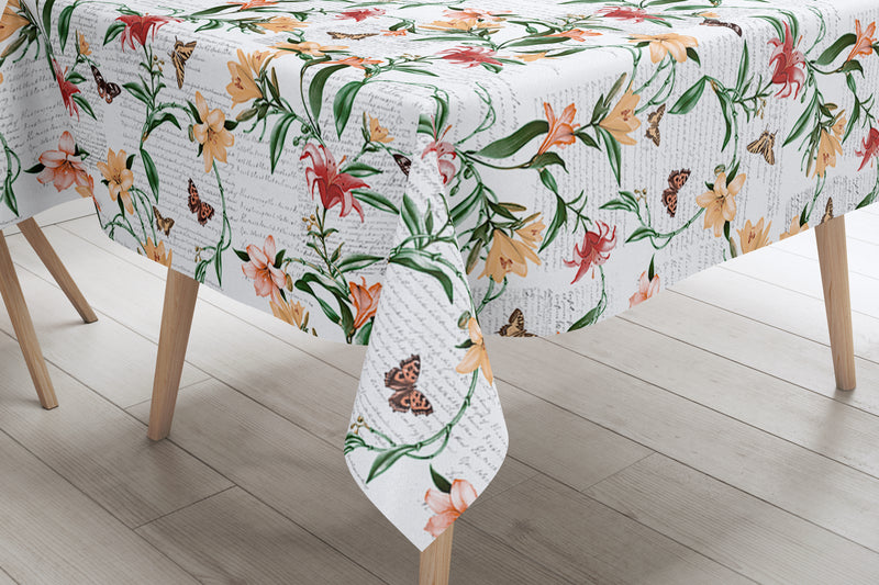 Butterfly Script Grey PVC Vinyl Tablecloth 20 Metres Roll  x 140cm