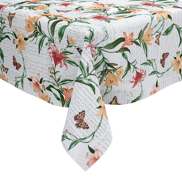 Butterfly Script Grey PVC Vinyl Tablecloth 20 Metres Roll  x 140cm