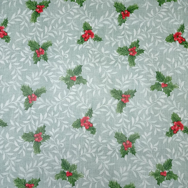 Christmas Holly Duckegg vinyl tablecloth OVAL 220cm x 140cm-Warehouse Clearance