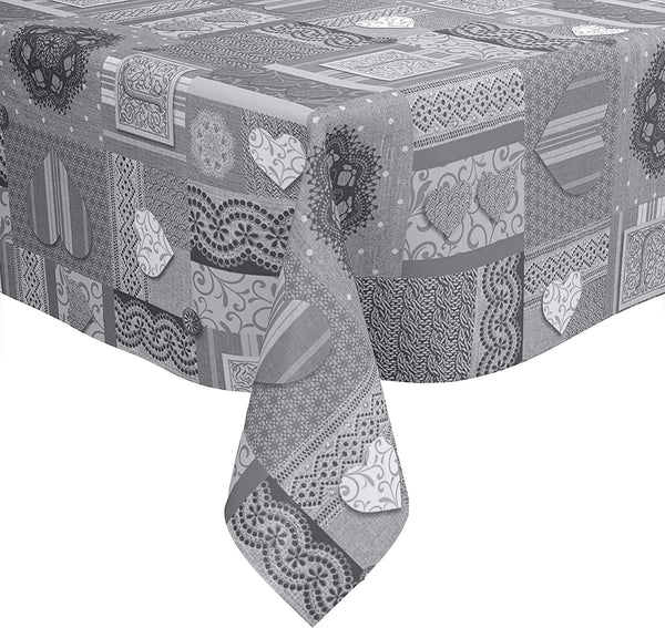 Amelia Grey vinyl tablecloth ROUND 138cm -Warehouse Clearance