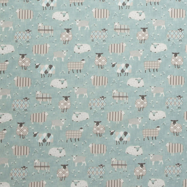 Baa Baa Sheep Duckegg 100% Cotton Fabric  300cm x 140cm Warehouse Clearance