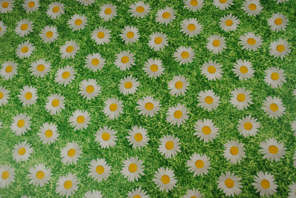 Blooming Daisy on Grass  PVC Vinyl Wipe Clean Tablecloth 160cm x 140cm Warehouse Clearance