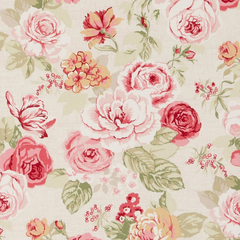 Genevieve Old Rose Oilcloth Tablecloth by Clarke and Clarke  ROUND 120cm - Warehouse Clearance