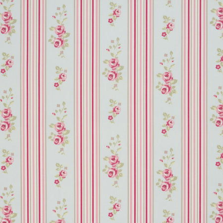 Floral Stripe Duckegg Oilcloth Tablecloth 200cm x 132cm by Clarke and Clarke   - Warehouse Clearance