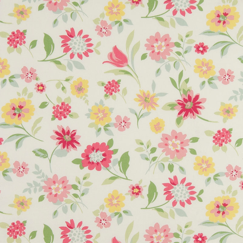 Wild Flowers Pink and Yellow Oilcloth Tablecloth