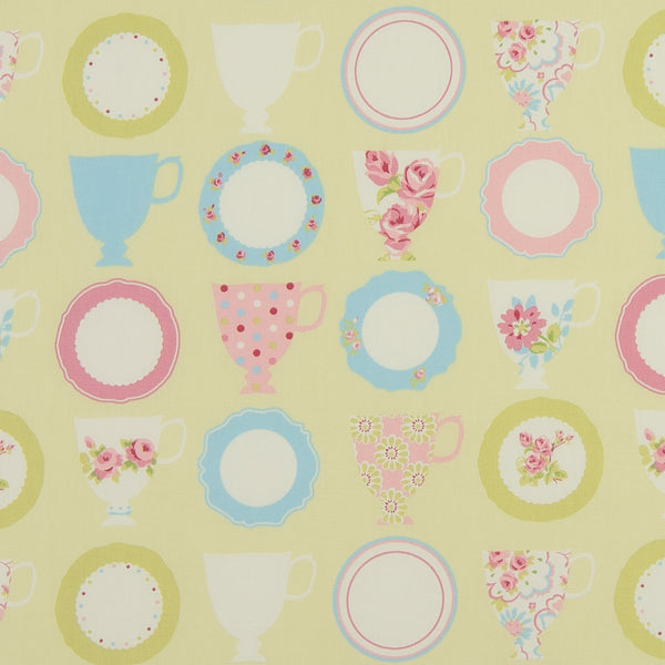 Teacups Green Oilcloth Tablecloth