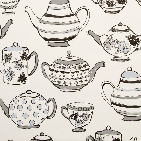 Teapots Teatime Charcoal Oilcloth Tablecloth