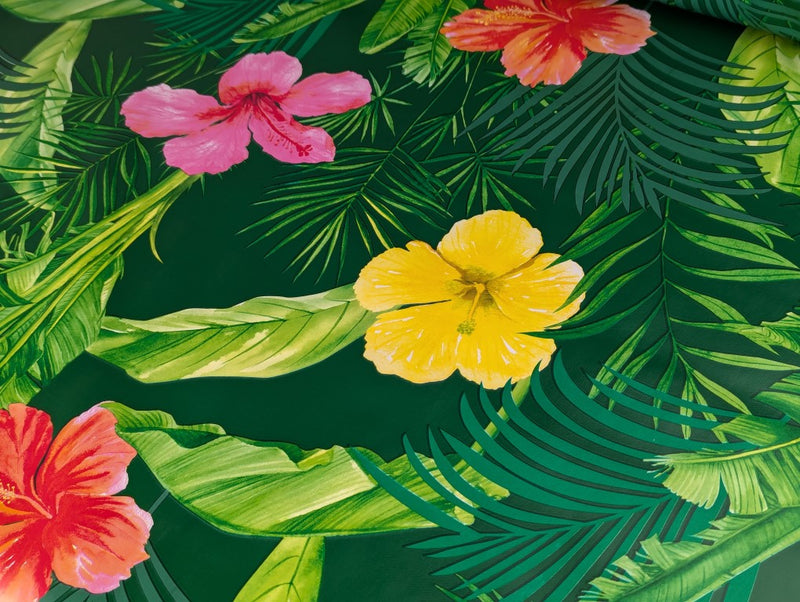 Lei Flowers Vinyl Oilcloth Tablecloth