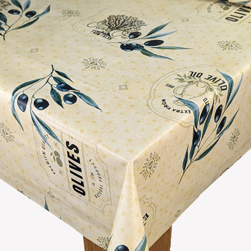 Extra Virgin Olive Oil Vinyl Oilcloth Tablecloth