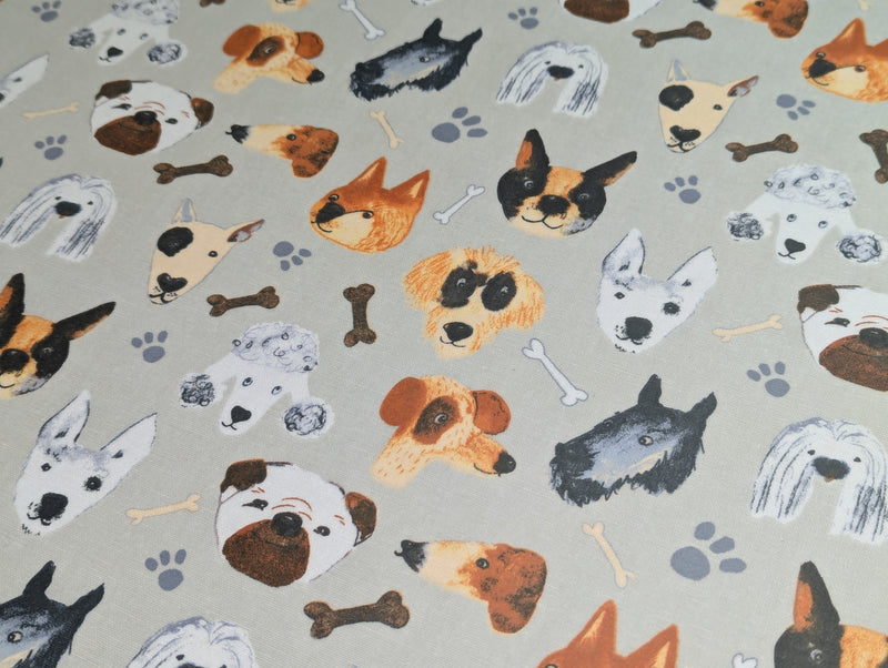 Fryetts Portrait Pups Natural Cotton Oilcloth Tablecloth