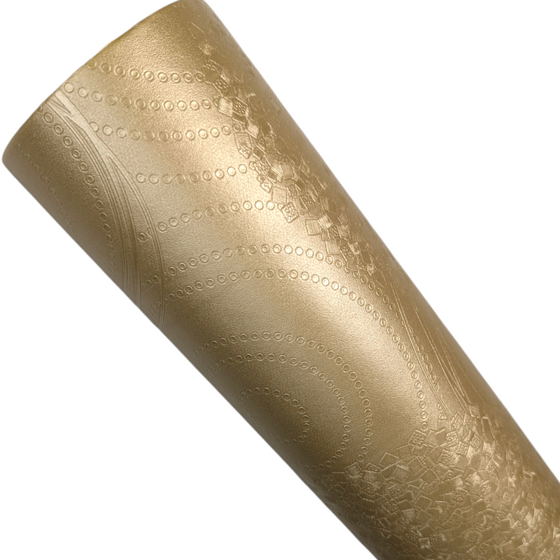 Gold Design on Gold PVC Vinyl Tablecloth 140cm x 20 Metres Roll