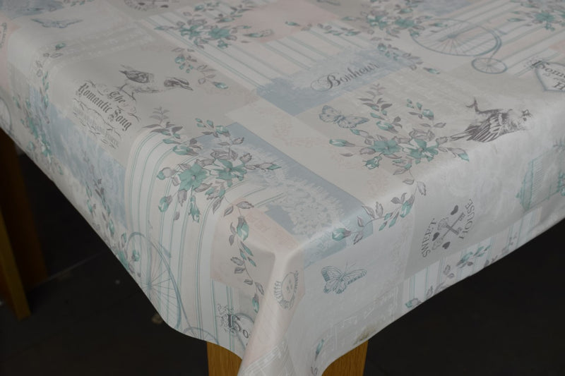 Romantic Home Duckegg  PVC Vinyl Tablecloth 20 Metres x 140cm