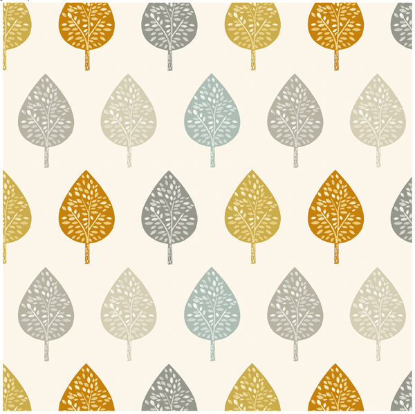 Fryetts Skara Leaves Ochre Multi Cotton Oilcloth Tablecloth