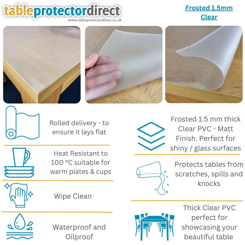 Bespoke Clear PVC Table Protector Made to Measure – 1.5mm Thick