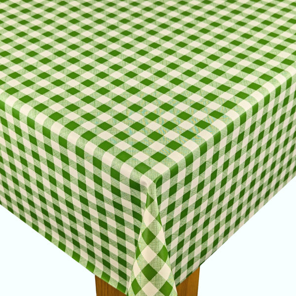 Classic Green Small 12mm Gingham Check  Vinyl Oilcloth Tablecloth