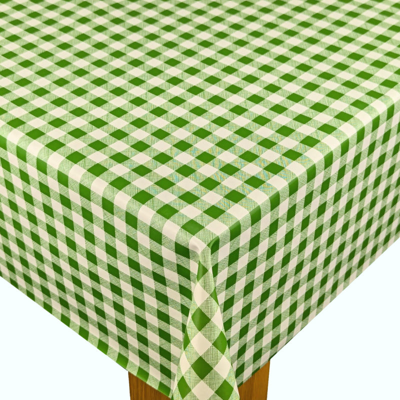 Classic Green Small 12mm Gingham Check  Vinyl Oilcloth Tablecloth