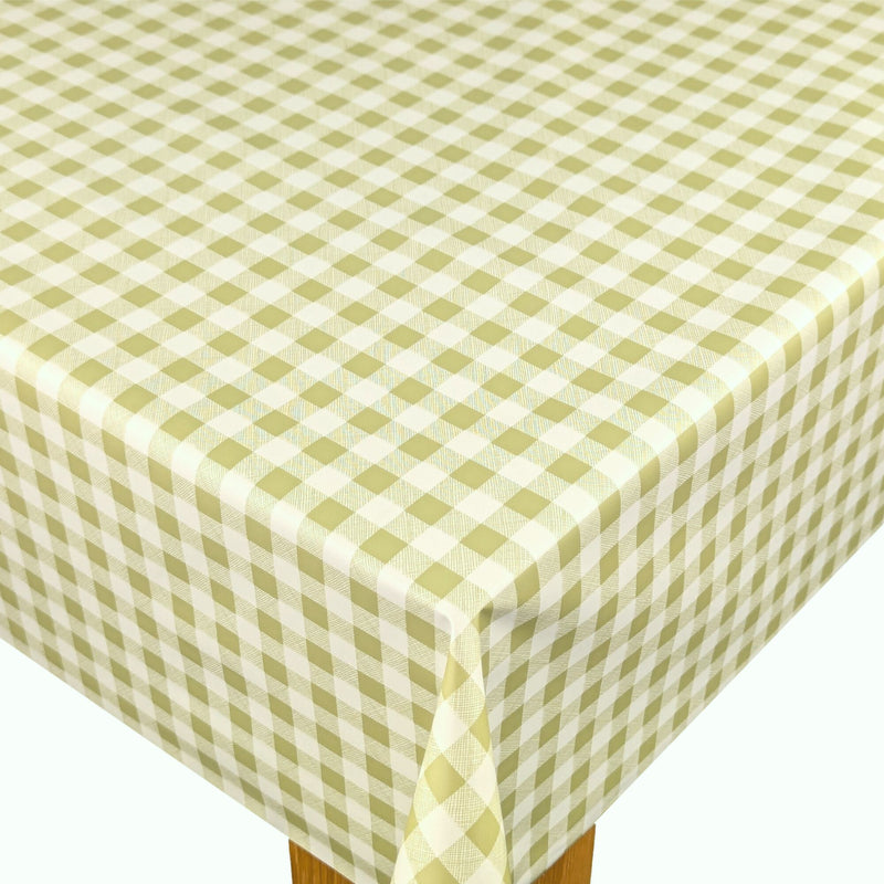 Sage Green Small 12mm Gingham Check  Vinyl Oilcloth Tablecloth