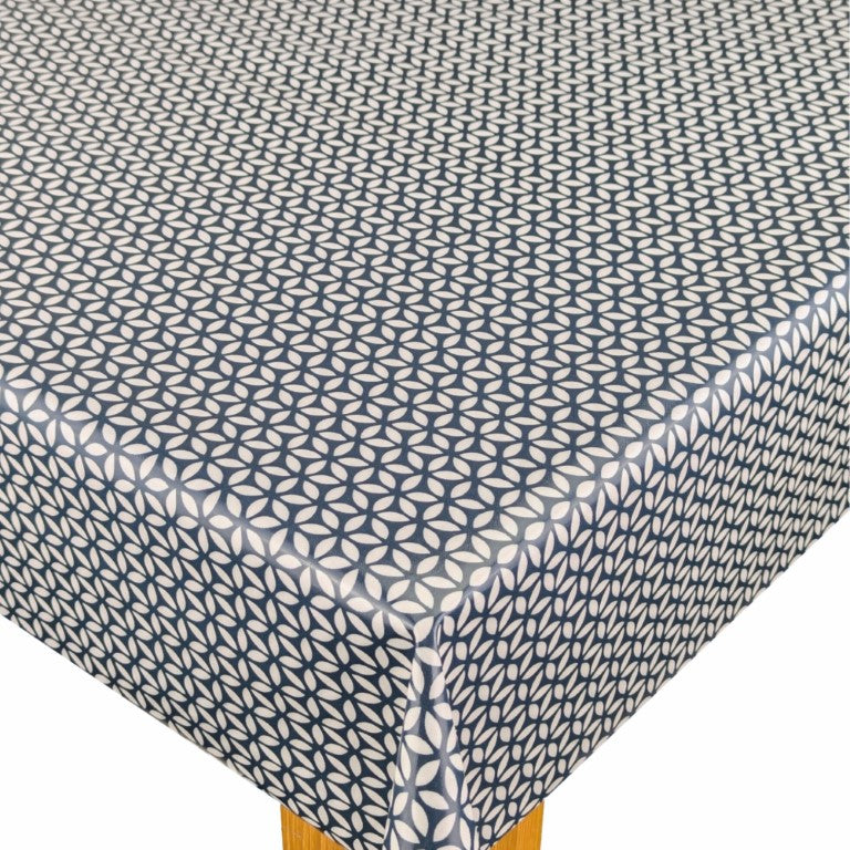 Geo Geometric Navy Oilcloth Tablecloth