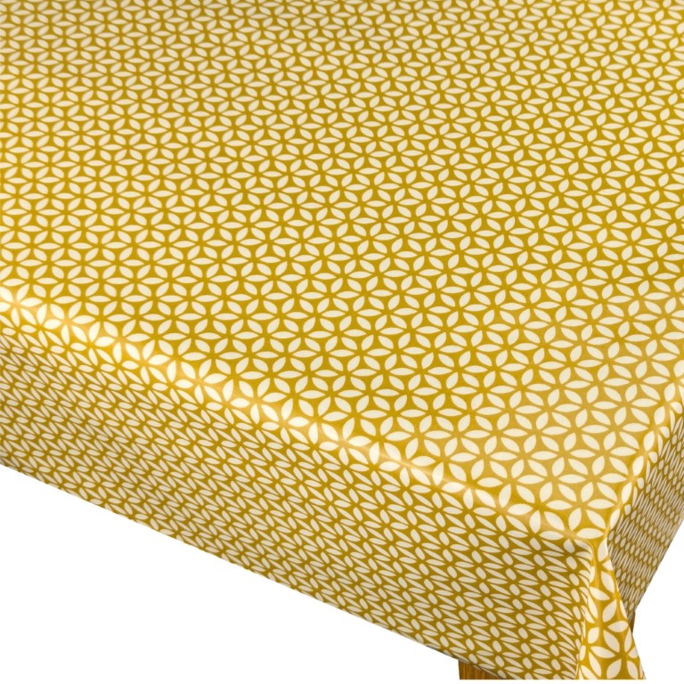 Geo Geometric Ochre Oilcloth Tablecloth