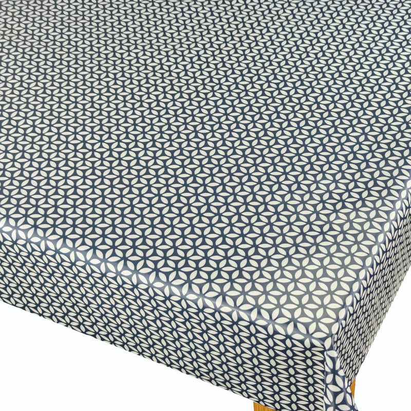 Geo Geometric Navy Oilcloth Tablecloth