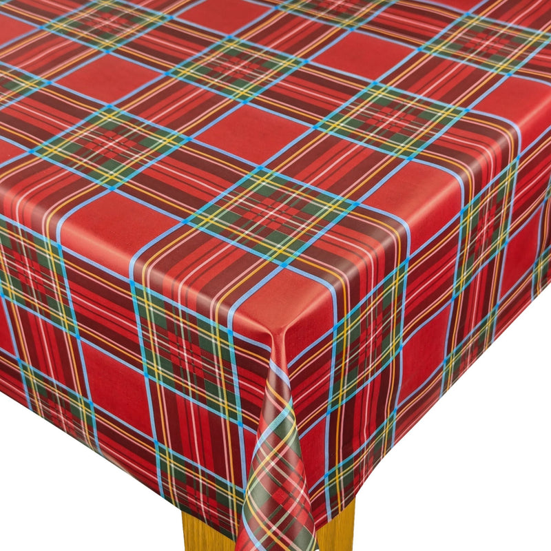 Red Classic Tartan Check Vinyl Tablecloth