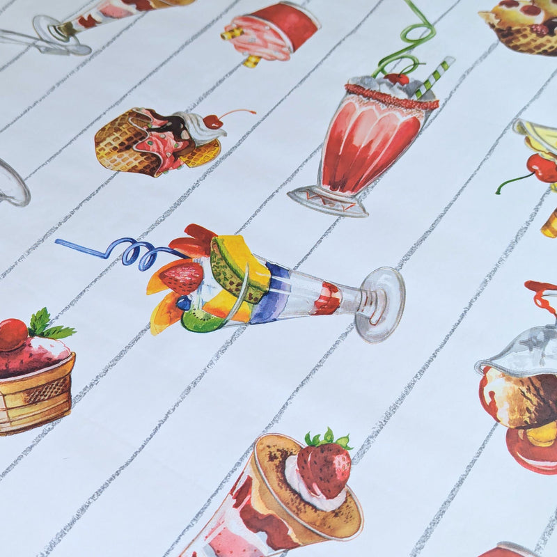 Ice Cream Desserts Vinyl Oilcloth Tablecloth