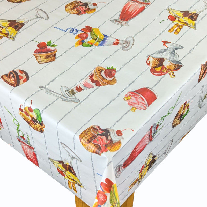 Ice Cream Desserts Vinyl Oilcloth Tablecloth