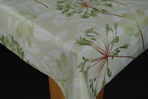 Agapanthus Sage Green Flower PVC Vinyl Tablecloth 20 Metres Roll