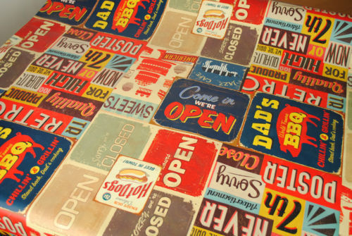 New American Diner PVC Vinyl Wipe Clean Tablecloth-70cm x 140cm Warehouse Clearance