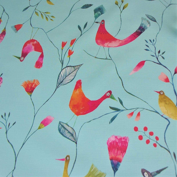 Barmy Birds Duck Egg Tex vinyl tablecloth 110cm x 140cm  -Warehouse Clearance