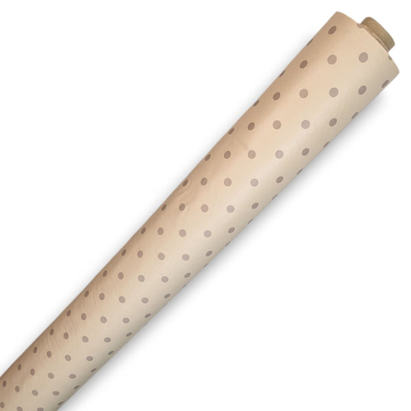 Beige and Taupe Polka Dot PVC Vinyl Tablecloth Roll 20 Metres x 140cm