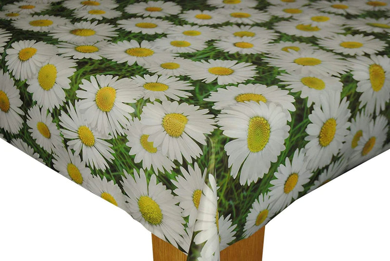 Big Daisy on Grass  PVC Vinyl Wipe Clean Tablecloth 180cm x 140cm Warehouse Clearance