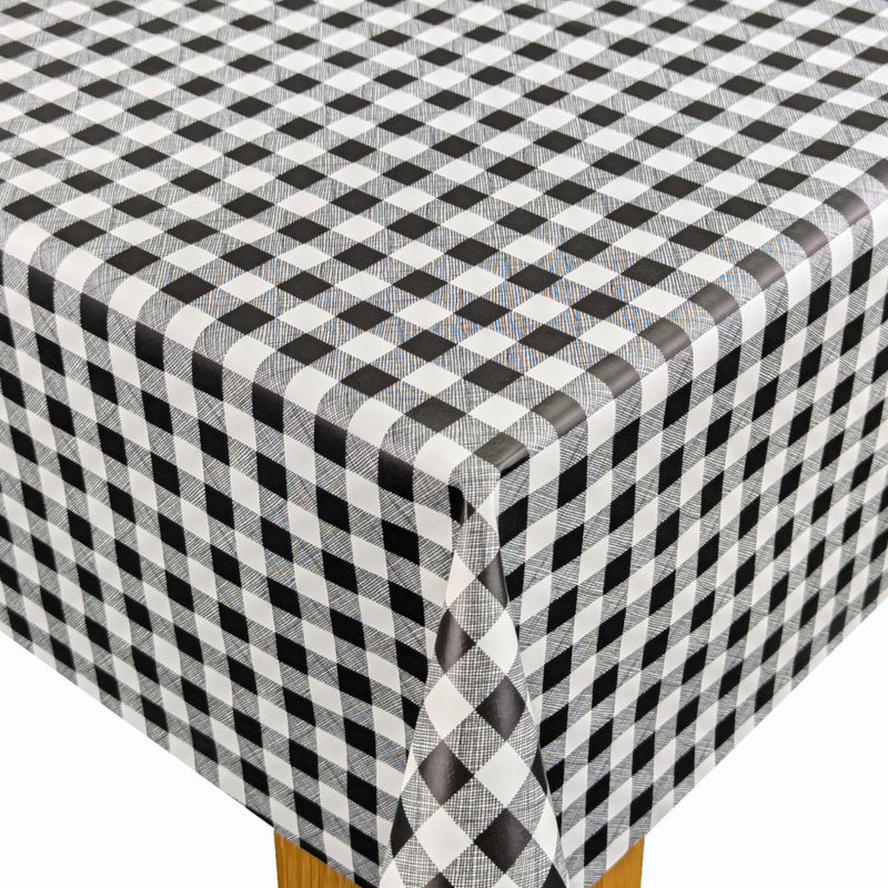 Black Small 12mm Gingham Check  Vinyl Oilcloth Tablecloth