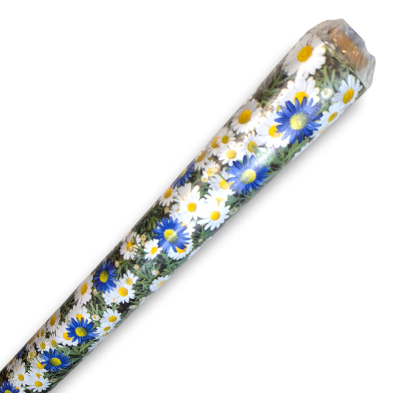 Daisies Blue and White PVC Vinyl Tablecloth Roll 20 Metres x 140cm