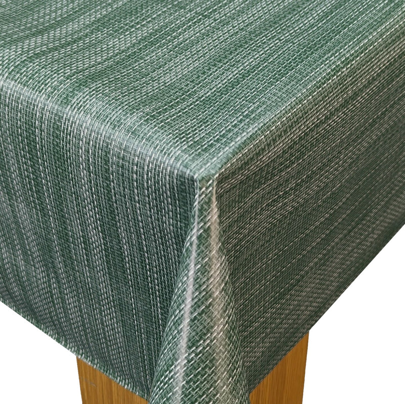 Bottle Green Linen Look Vinyl Oilcloth Tablecloth