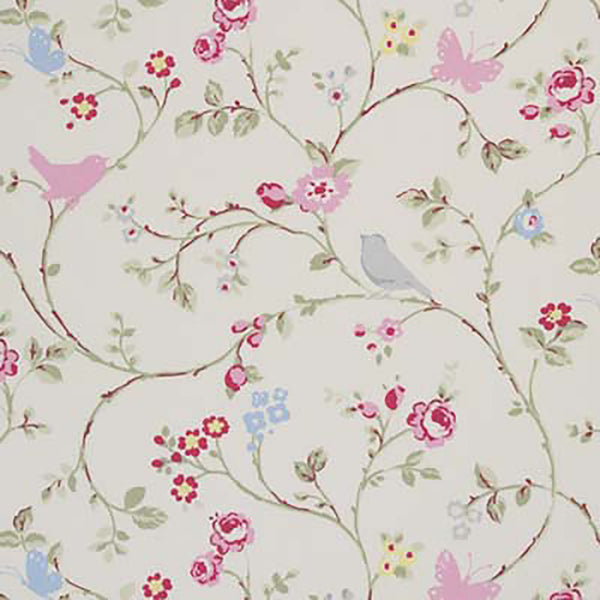 Bird Trail Grey 100% Cotton Fabric by Clarke and Clarke 100cm x 140cm Warehouse Clearance