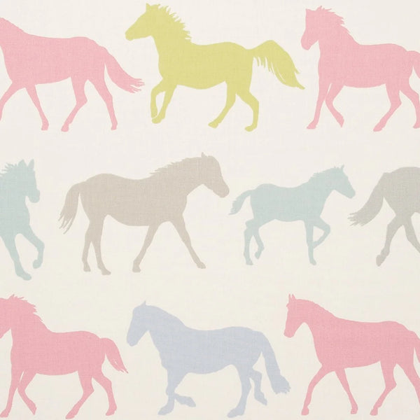 Stampede Horse Sorbet Oilcloth Tablecloth by Clarke and Clarke 100cm x 132cm - Warehouse Clearance