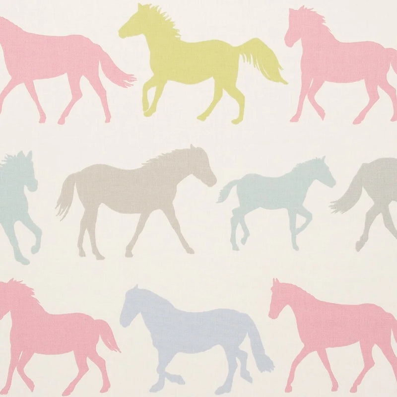 Stampede Horse Sorbet Oilcloth Tablecloth by Clarke and Clarke 100cm x 132cm - Warehouse Clearance