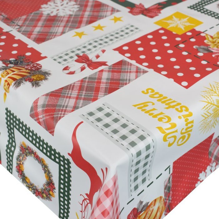 Christmas Joy PVC Vinyl Tablecloth 20 Metres x 140cm Full Roll