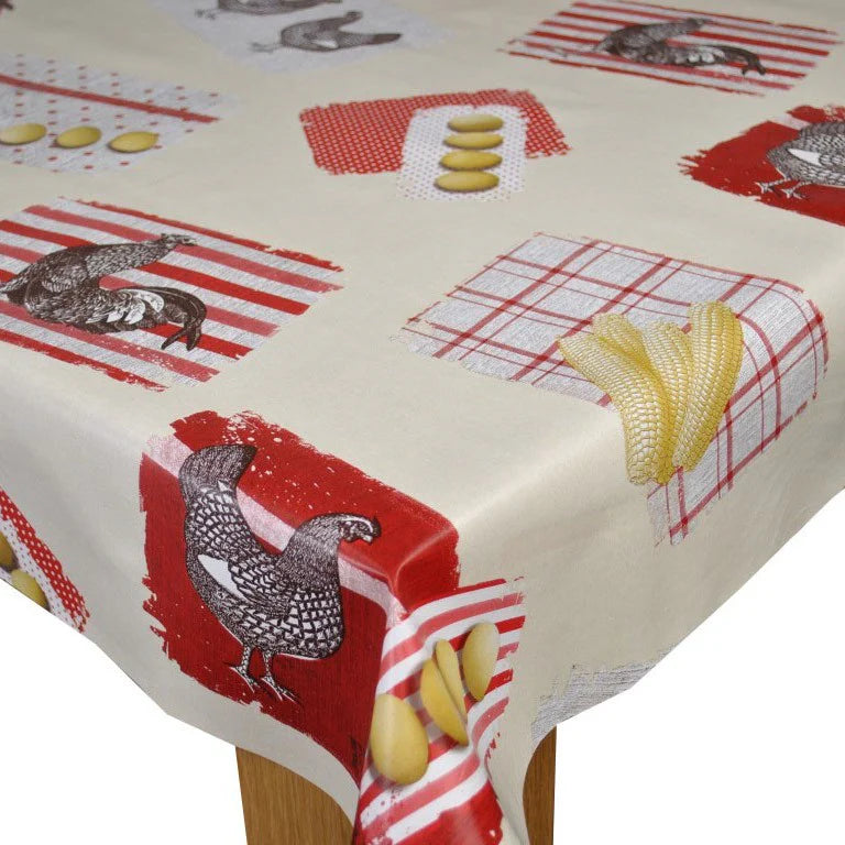 Country Kitchen Cream PVC Vinyl Wipe Clean Tablecloth 260cm x 140cm Warehouse Clearance